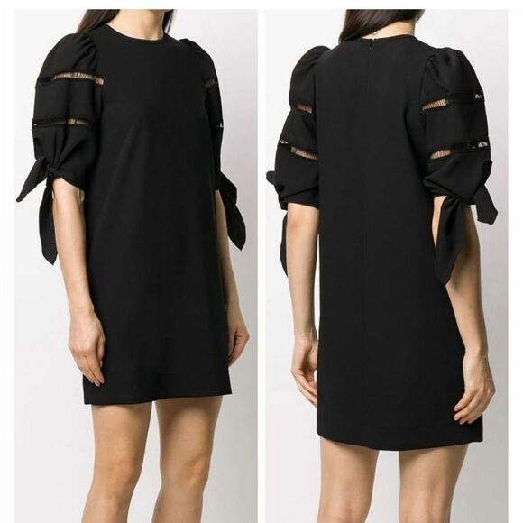 See by Chloé NWT Riverside Tie Sleeve Mini Dress Black Size 8 $365 - Picture 1 of 4